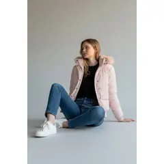 BLUE MOUNTAIN - Chaqueta Puffa De Mujer Rosado Impermeable Con Piel