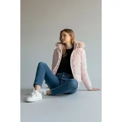 BLUE MOUNTAIN - Chaqueta Puffa De Mujer Rosado Impermeable Con Piel