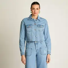 ACUARELA - Casaca Denim Mujer Celeste