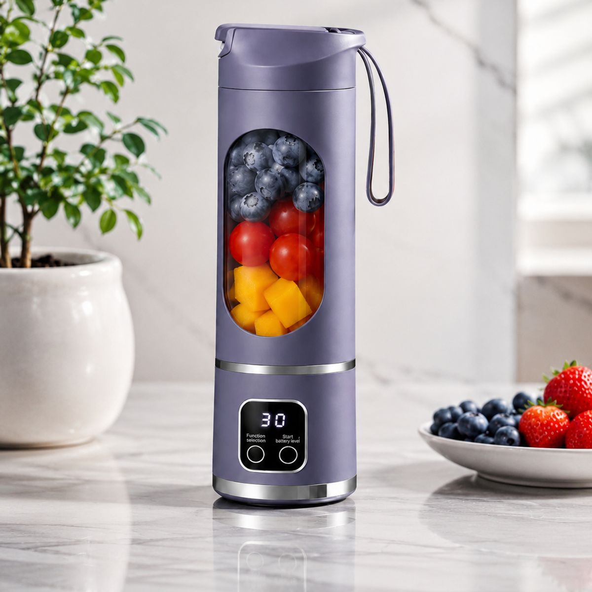 IRM - Licuadora Portatil Recargable Con Pantalla Digital USB Para Jugos Batidos Smoothies 450 ml DVC