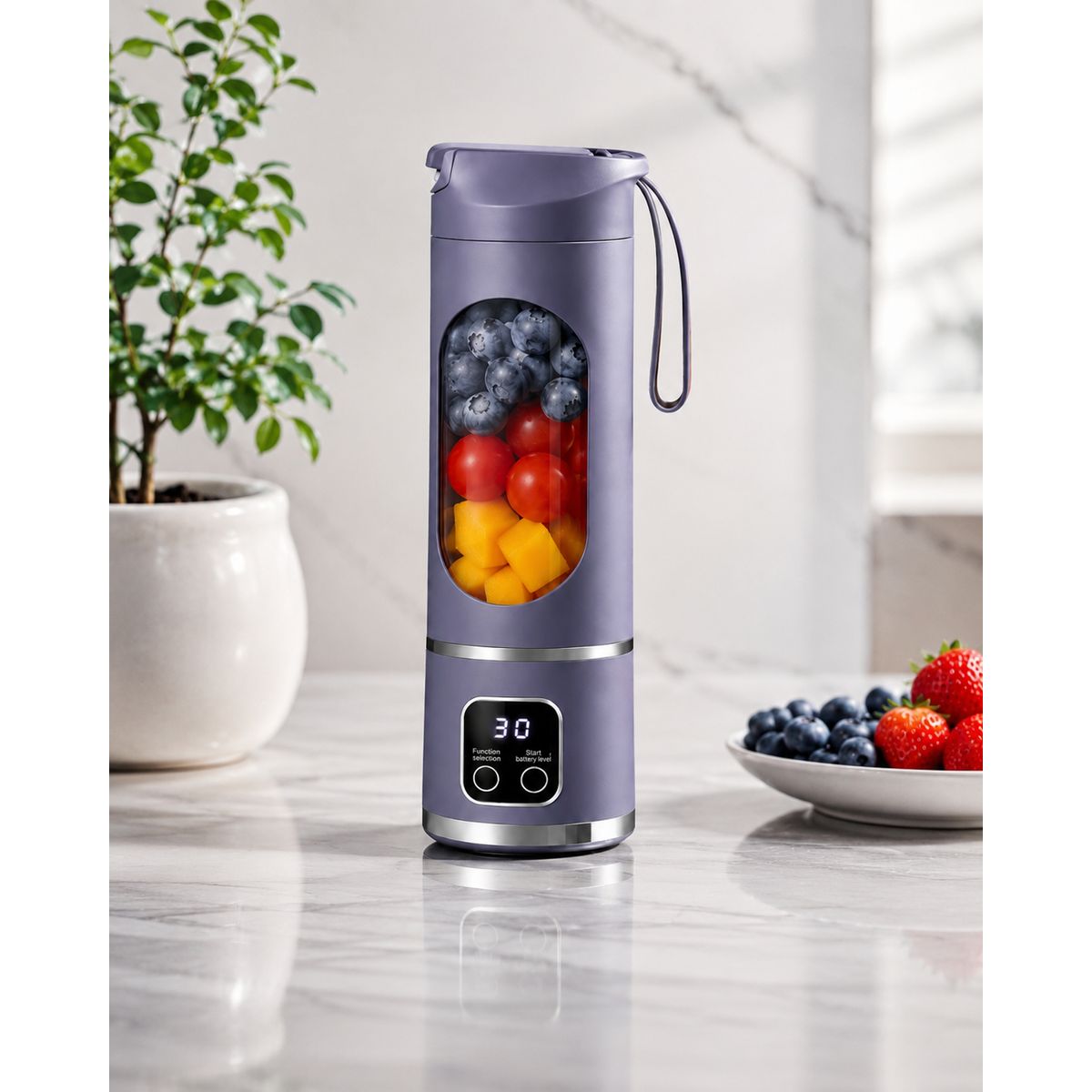 IRM - Licuadora Portatil Recargable Con Pantalla Digital USB Para Jugos Batidos Smoothies 450 ml DVC