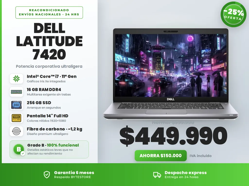 Notebook Latitude 7420 Intel Core i7 11ª Gen 16GB RAM 256GB SSD