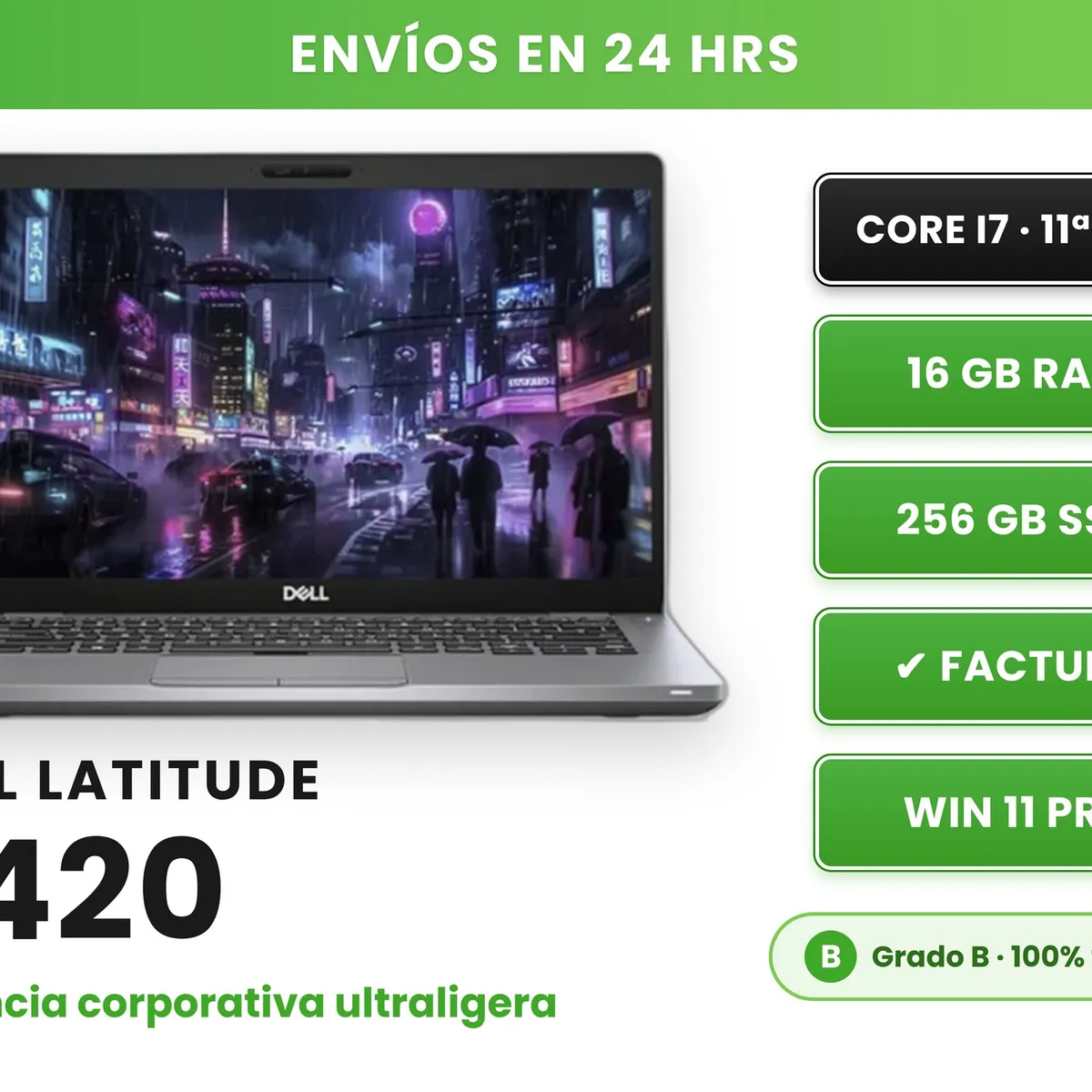 DELL - Notebook Reacondicionado Dell Latitude 7420 Intel Core i7 11ª Gen 16GB RAM 256GB SSD WINDOWS 11 PRO