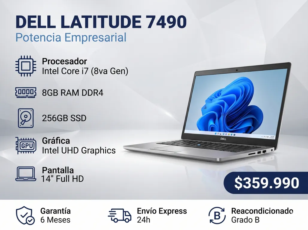 Notebook Latitude 7490 Intel Core i7 8ª Gen 8GB RAM 256GB SSD