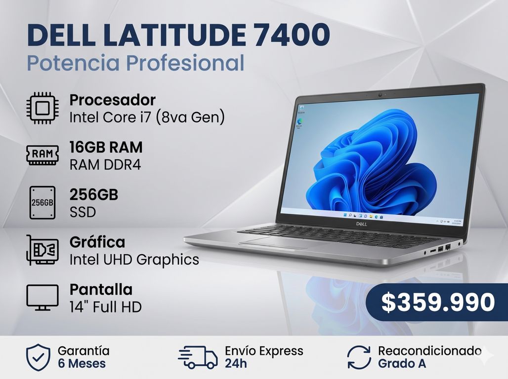 Notebook Latitude 7400 Intel Core i7 8ª Gen 8GB RAM 256GB SSD