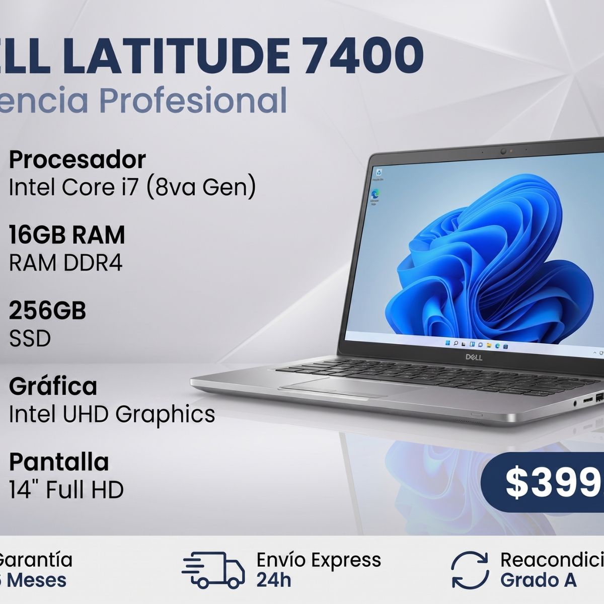 DELL - Notebook Dell Latitude 7400 Intel Core i7 8ª Gen 16GB RAM 256GB SSD