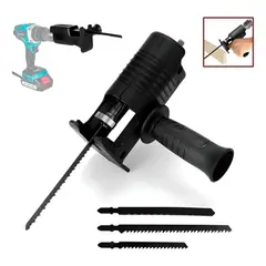 GENERICO - Adaptador Taladro Sierra Sable Reciproca Convertidor Cambio Con 3 Hojas De Sierra Cortar Para Madera Metal