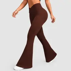 SUKHA - Calzas Leggings Push Up Flare Cintura V Café