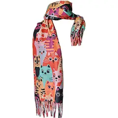 VIVAFELICIA - Bufanda Chal Cashmere Gatunos Rojo