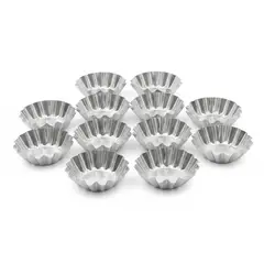 DISPARO - Set 12 Moldes Mini Tartaleta Aluminio Reposteria Horno 6.5cm