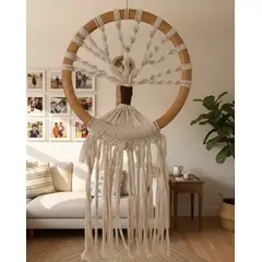 HAOKIDS - Árbol de la Vida Colgante Macramé tejido en argolla madera de 20 cm Artesanía Nacional