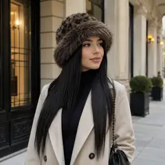 TOPBABY - Gorro De Invierno Mujer Peludo Leopardo Felpa Termico