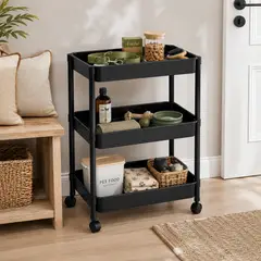 ARMONIA - Organizador Con Rueda 3 Niveles Negro Plastico Mascotas