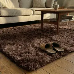 ARMONIA - Alfombra Shaggy Rectangular Café 150x200 cm Modelo 026