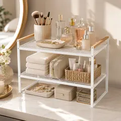 ARMONIA - Organizador Baño Minimalista 2 Niveles Metal Blanco 125