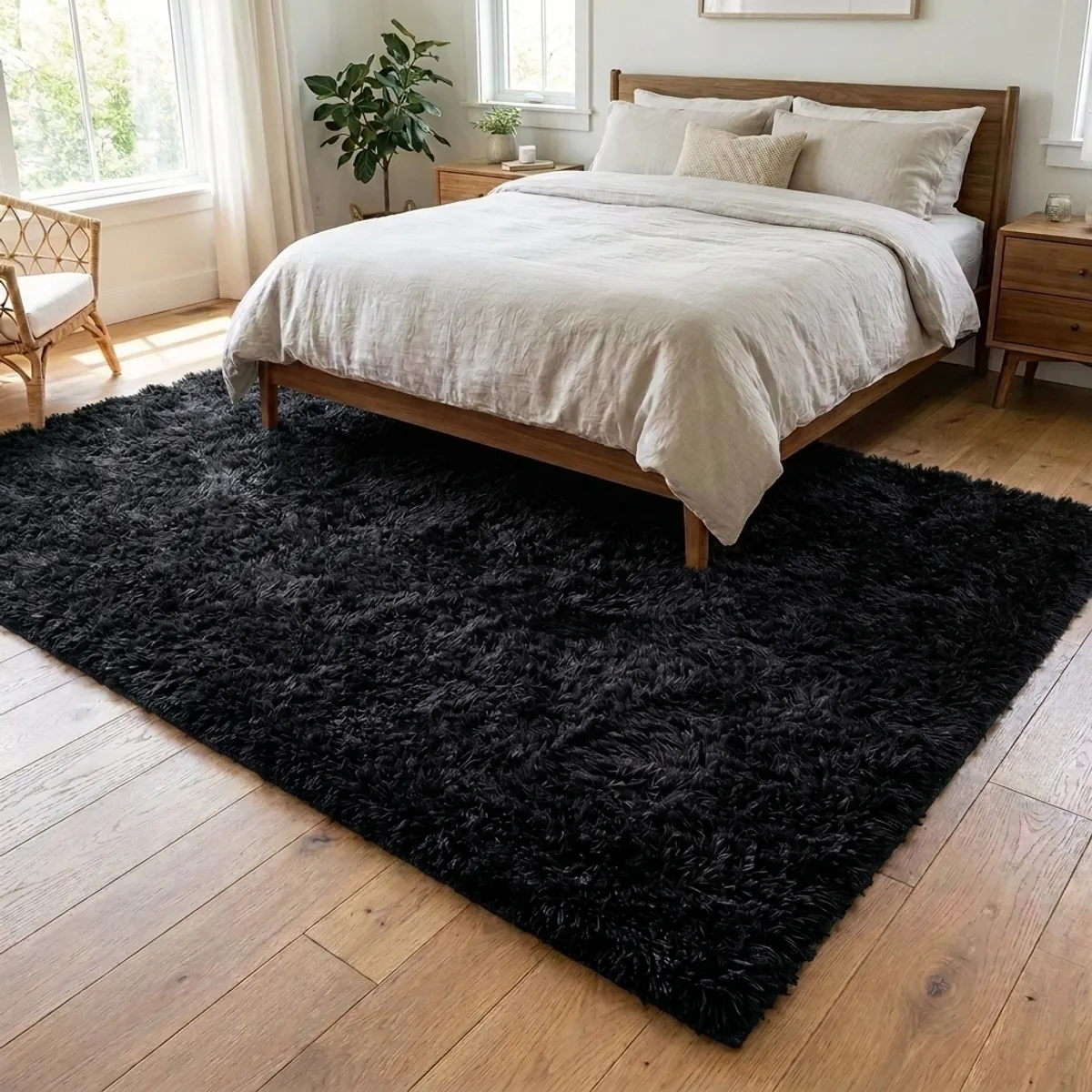 ARMONIA - Alfombra Shaggy peluda Color Negro 150x200 026