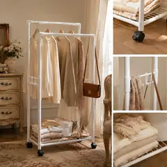 ARMONIA - Colgador de Ropa Metálico Plegable 120x56x33 cm Blanco 027