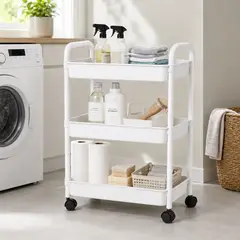 ARMONIA - Organizador Con Rueda 3 Niveles Para Detergentes Blanco Plastico 800
