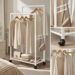ARMONIA - Perchero Plegable para Ropa Modelo 027 Metálico Blanco