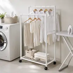 ARMONIA - Organizador de Ropa Perchero Metálico Plegable Blanco 027
