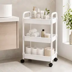 ARMONIA - Organizador De Baño Con Rueda 3 Niveles Blanco Plastico 800