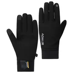 AONIJIE - Guantes Deportivos Unisex Cortaviento Pantalla Táctil Forro Polar Negro XL