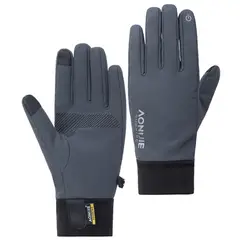 AONIJIE - Guantes Deportivos Unisex Cortaviento Pantalla Táctil Forro Polar Gris XL