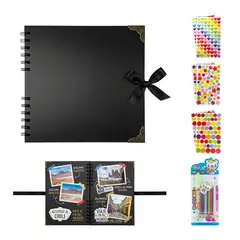 VIDITA - Álbum de Fotos DIY 8 Pulgadas Negro con Esquineros y Accesorios
