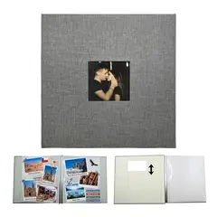 VIDITA - Álbum de Fotos DIY Autoadhesivo Lino Gris 20 Hojas 40 Páginas