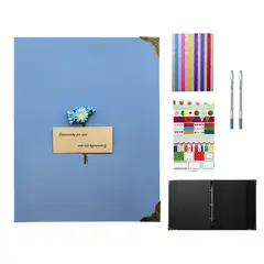VIDITA - Álbum de Fotos DIY A5 Anillas Flores Azul Scrapbook con Accesorios