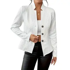 TIOZONEY - Blazer de mujer-Blanco