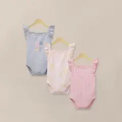 OPALINE - Pack 3 Bodies Vuelos Rosado Bebe Niña