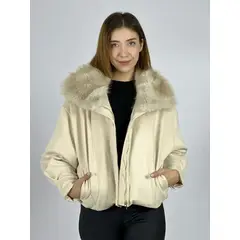 ENIGMATICA BOUTIQUE - Chaqueta Gamuza Acolchada Cuello Peludo