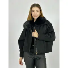 ENIGMATICA BOUTIQUE - Chaqueta Gamuza Acolchada Cuello Peludo