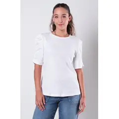 WADOS - POLERA MANGA CORTA ESCOTE REDONDO CON MANGA RECOGIDA