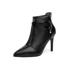 VATYERTY - Botas con piel de serpiente en relieve con cremallera lateral