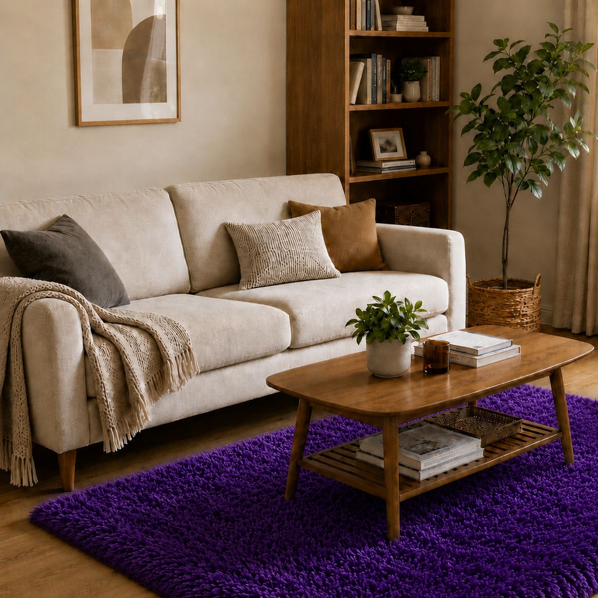 ARMONIA - Alfombra de Living Shaggy Morada 150x200 cm Armonia Poliéster Rectangular 026