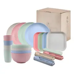 NORPLAT - Juego Vajilla 36 Platos Plásticos Reutilizable Color