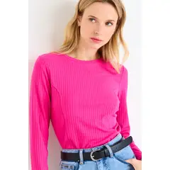ASH - Polera Lisa En Rib Mujer Burdeos