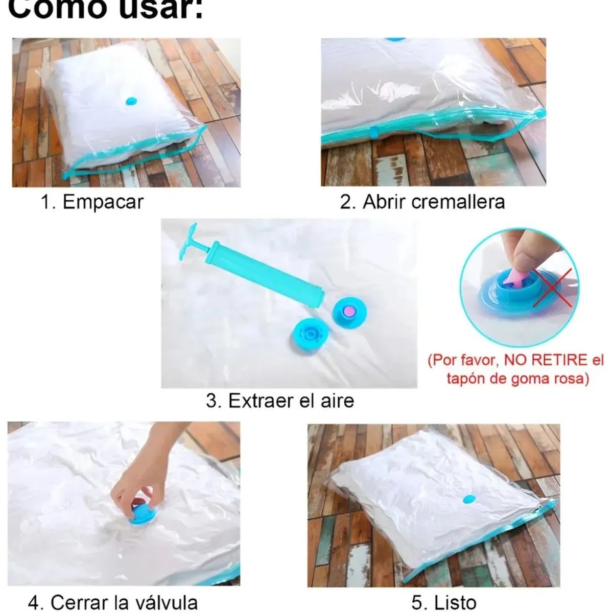 MOVI - Pack de 6 Bolsas Guardar Ropa al Vacio Transparente