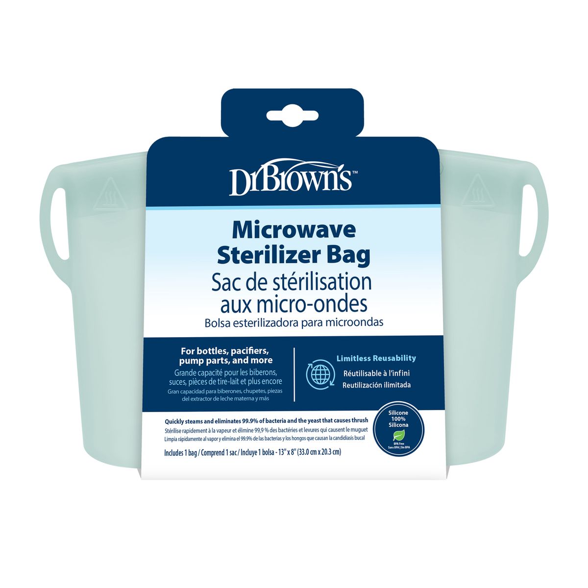 DR BROWNS - Bolsa Esterilizadora Reutilizable indefinido para Microondas Verde Dr. Brown´s