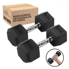 GENERICO - Par De Mancuernas Hexagonales 50 Kg