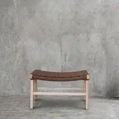 TRIBUS HOME - Banqueta Amelia 65 cm madera maciza y trenzado marrón
