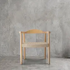 TRIBUS HOME - Sitial Olivia Silla de Comedor Madera y Trenzado Natural 47 cm