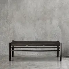 TRIBUS HOME - Banqueta Agustina 120 cm madera maciza y trenzado negro