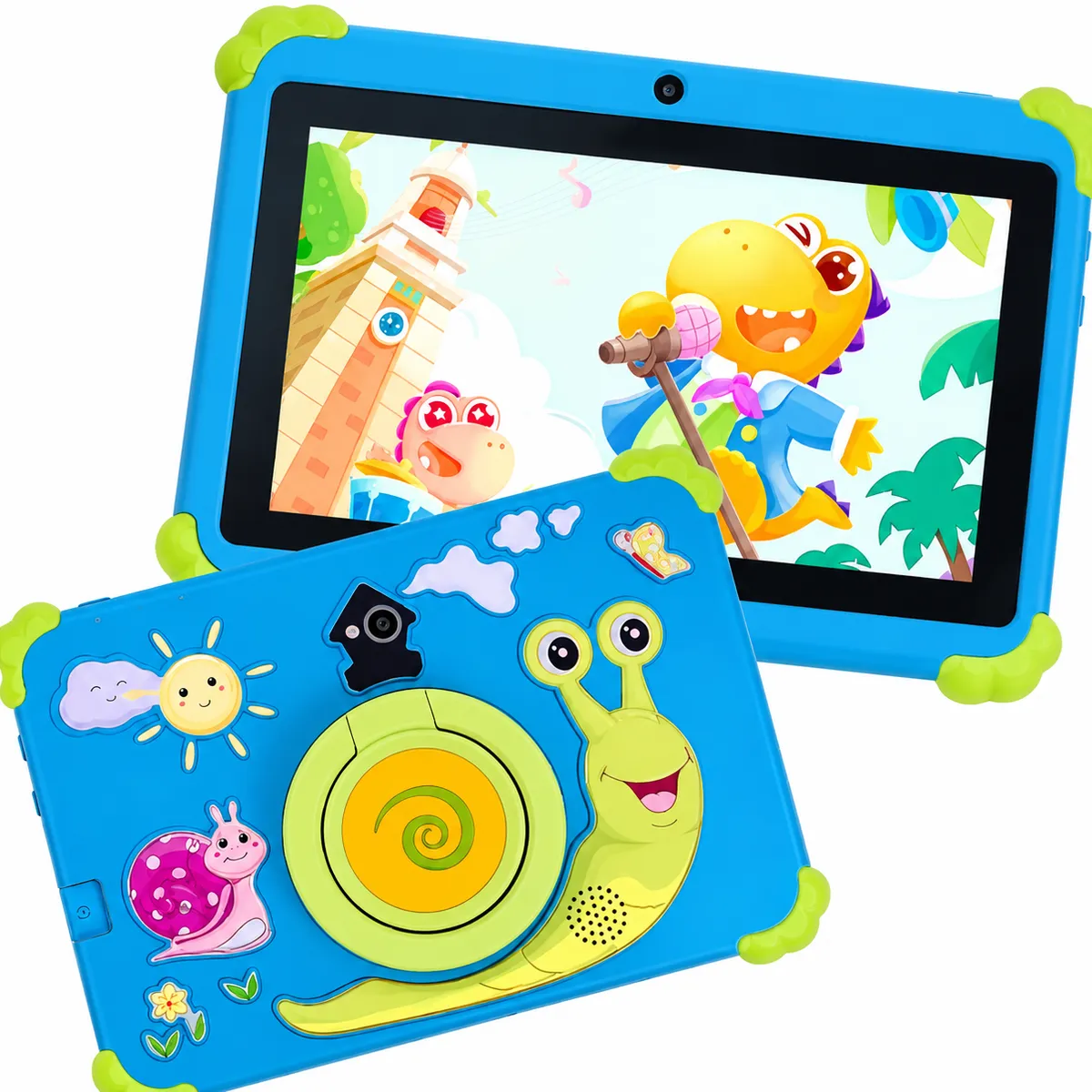 GENERICO - Tablet Infantil Educativa 7 Pulgadas WiFi Android Funda Antigolpes Caracol Cámara Doble