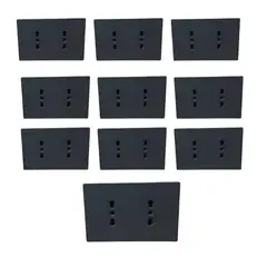 WANT - Pack X10 Tomacorriente Doble Met Negro 16A 250v