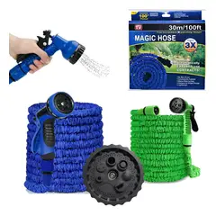 IRM - Manguera Retractil Expandible 30 Metros 100 Ft Con Pistola Regadora Multifuncion Jardin Riego Hogar