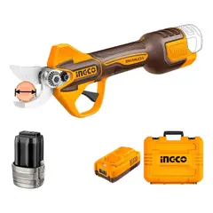 INGCO - Tijeras de podar Inalámbrica 16V sin Escobillas 25 mm, + 2 baterías, y maletín