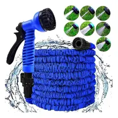 IRM - Manguera Magica Azul Expandible 30m 100ft Retractil Con Pistola Aspersora Presion Lavado Auto